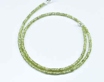 Green Cubic Zircon Gemstone Faceted Rondelle Beads Necklace, Purple Cubic Zircon Faceted Beaded Necklace 2.50mm, Zircon Gemstone Jewelry