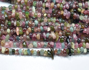 Natural Multi Tourmaline Smooth Uncut Chips Gemstone Beads, Multi Tourmaline Nugget Beads 3.50mm - 4mm, Tourmaline Smooth 16 Inch 1 Strand
