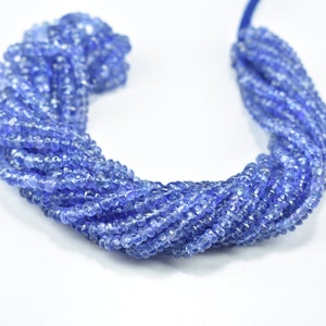 AAA++ Quality Tanzanite Faceted Rondelle Gemstone Beads 3mm - 4mm, Natural Tanzanite Faceted Beads 16 Inch Strand, Tanzanite Jewelry Making