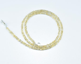 Citrine Smooth Rondelle Gemstone 16 Inch Beads Necklace, Natural Citrine Plain Beaded Necklace 3mm - 3.50mm, Citrine Jewelry Necklace