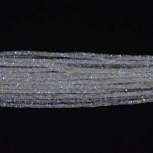 Excellent! White Rainbow Moonstone Rondelle Faceted Gemstone Beads 3.50mm - 4mm, Natural Rainbow Moonstone Faceted Beads 13 Inch 1 Strand image 4