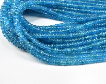 ファセット加工されたネオンブルーアパタイトビーズ：2.5～3 mm、13