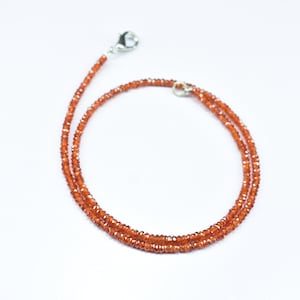 Red Zircon Gemstone Faceted Rondelle Beads Necklace 2.50mm, Red Cubic Zircon Faceted Beaded Jewelry Necklace, Handmade Beads Jewelry