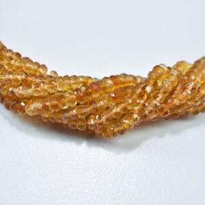 Citrine Rondelle Faceted Beads, Bio Color Citrine Beads, Citrine Natural Beads, 3mm Citrine Rondelle Shape Beads, Citrine Faceted Beads