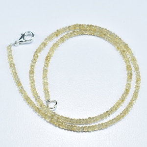 Natural Citrine Rondelle Faceted Gemstone Beads Necklace 3mm, Citrine Beaded Necklace