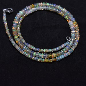 Ethiopische opaal gearceerde kralen ketting, AAA natuurlijke opaal gladde rondelle ketting, Welo opaal effen kralen ketting, opaal ketting, cadeau voor haar
