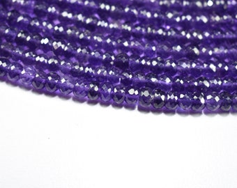 Top Quality Natural African Amethyst Rondelle Faceted Gemstone Beads 13 Inch Strand  5.50MM, Amethyst Faceted Beads