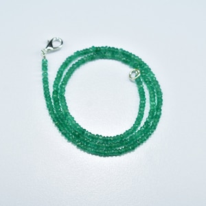 Natural Best Quality Green Onyx Rondelle Faceted Gemstone Beads Necklace 3.25mm, Green Onyx Beaded Necklace 