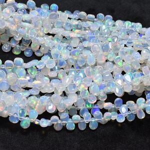 Top Quality Ethiopian Opal Smooth Pear Gemstone Briolette Beads 16 Inch, Natural Welo Fire Opal Plain Pear Beads 3.50X5.50mm - 6X8.50mm