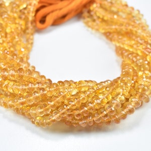 5mm - 5.5mm Citrine Faceted Rondelle Gemstone Beads 10 Inch 1 Strand, Top Quality Natural Citrine Faceted Bead, Citrine Jewelry Making Beads