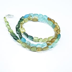 Multi Apatit Glatte Rechteck Form Edelstein Perlen Halskette, Multi Apatit Plain 16-Zoll-Perlen-Halskette 5,50 x 6 mm - 6 x 8 mm, Apatit-Halskette