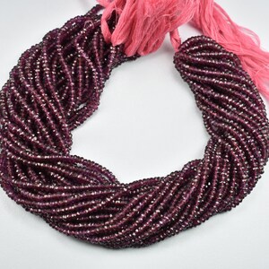 Excellent Natural Rhodolite Garnet Purple Color Rondelle Faceted Gemstone Beads 13 Inch Strand 3MM, Rhodolite Garnet Faceted Beads