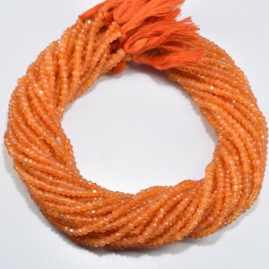 Natural Carnelian Rondelle Gemstone Faceted Beads 13 Inch Strand 3.50MM, Top Quality Carnelian Beads
