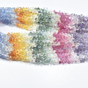 AAA++ Multi Sapphire Faceted Teardrop Beads 15.5&quot; Strand, Multi Sapphire Gemstone Briolette Beads, Natural Sapphire Drops 2.50X4mm - 3X5mm