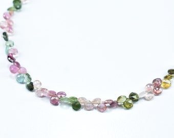 Multi Tourmaline Heart Faceted Gemstone Briolette Beads 4mm, 9.5 Inch Strand Natural Tourmaline Beads, Multi Tourmaline Wholesale Beads