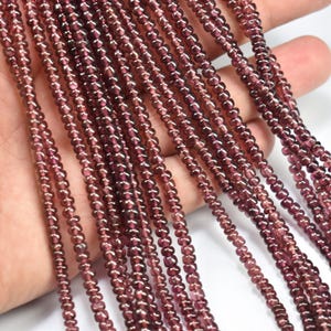 Natural Rhodolite Garnet Smooth Rondelle Beads 4mm, Rhodolite Garnet Gemstone Beads 16 Inch Strand, Rhodolite Garnet Plain Beads
