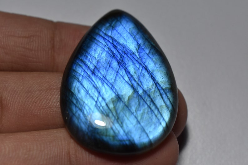 76 Cts Labradorite Loose Gemstone Cabochon 28\u00d743\u00d77.5MM Beautiful Natural Labradorite Pear Shape Blue Flashy Cabochon