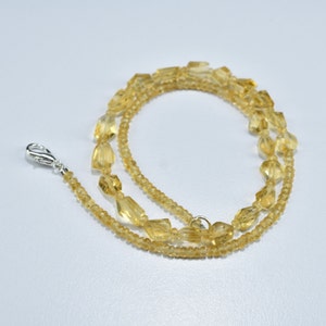 Top Quality Natural Citrine Nugget And Rondelle Faceted Gemstone 16 Inch Beaded Necklace, Citrine Beads Necklace