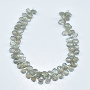 Labradorite Pear Shape Faceted Gemstone Briolette Beads 8 Inch Strand 5.25X7.50MM - 5.50X8.50MM, Natural Labradorite Pear Faceted Beads