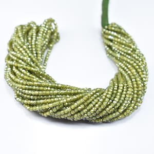 Green Cubic Zircon Rondelle Faceted Gemstone Beads, 15 Inch Strand Cubic Zircon Rondelle Beads 2.5mm, Zircon Beads For Making Jewelry