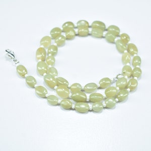 Natural Cat&#39;s Eye Smooth Oval Shape Gemstone 16 Inch Beaded Necklace, Cat&#39;s Eye Plain Beads Necklace 5.50X6.50mm - 6X8mm, Handmade Necklace