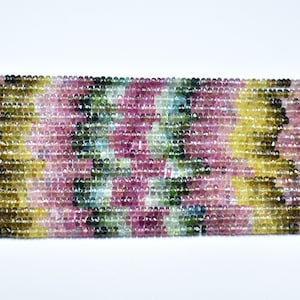 AAA Multi Tourmaline Faceted Rondelle Gemstone Beads 13 Inch Strand, 4mm - 4.50mm Multi Tourmaline Faceted Rondelle Beads, Handmade Beads