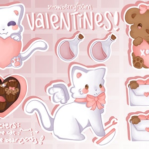 Cupid + Tina Valentines Pack • Cute Valentines Glossy or Matte Sticker Pack • Die Cut
