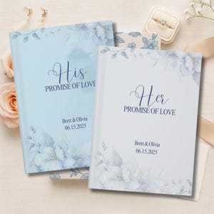 Custom His and Her Promise Vow Books, Personalized Wedding Vow Books,  Elegant Floral Hardcover Journal Timeless Wedding Keepsake Romantic