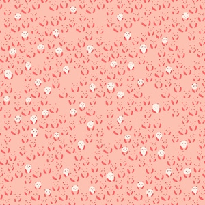 May include: A pink background with a repeating pattern of white panda bears. The panda bears are facing forward with their arms raised.