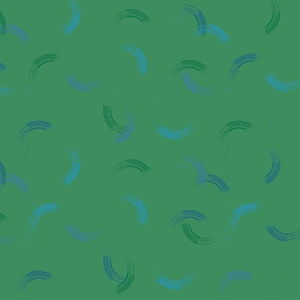 May include: Abstract pattern with a green background and blue and green curved lines.