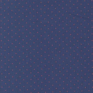 May include: A blue fabric with a repeating pattern of small, pink stars.