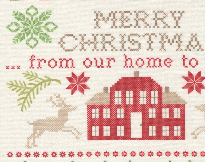 Christmas Stitched by Fig Tree & Co for Moda Fabrics Panel 20448-11 ...