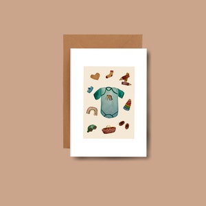 A5 Faltkarte auf die Geburt Body, Grusskarte, Geburtstagskarte, Doppelkarte birthday, Klappkarte, Tiere, children, love, Kinder, Baby