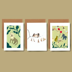 Juego de tarjetas A5 con estampado animal 3 piezas, tarjetas de felicitación, tarjetas de cumpleaños