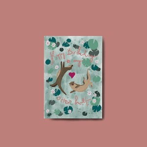 A6 Postkarte Otter, Grusskarte, Geburtstagskarte, Karte, Illustration, Kunst