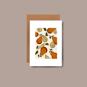 A5 Faltkarte Birnen, Obst, Grusskarte, Geburtstagskarte, Karte, Illustration, Kunst