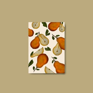Cartolina A6 pere, frutta, biglietto di auguri, biglietto d&#39;auguri, biglietto, illustrazione, art