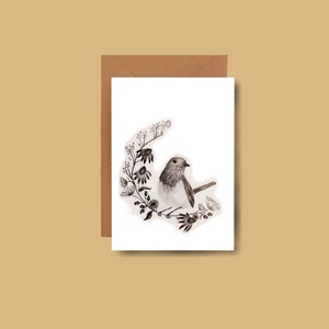 Biglietto pieghevole A5, biglietto con uccellino, biglietto d'auguri, biglietto d'auguri, coniglietto, biglietto d'auguri, biglietto pieghevole, pettirosso, animali, biglietto doppio, amore, bambini