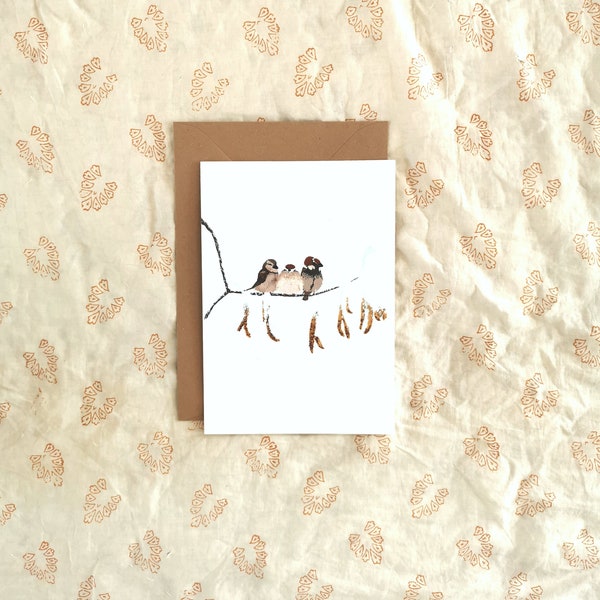 A5 folding card with bird print, greeting card, birthday card, art print, birds, winter, double card, folding card, animal, snow