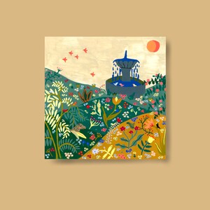Karte Frühling Druck, 14x14, Grusskarte, Geburtstagskarte, fox print, Fuchs, birthday card, greeting, Tiere, love, Kinder, Montessori