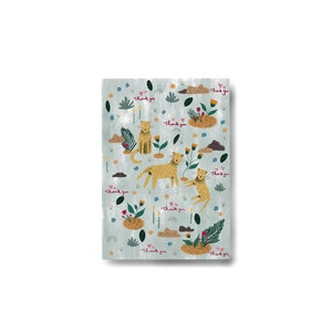 A6 Postkarte Karte mit Jaguar Druck, Grusskarte, Dankeskarte, Doppelkarte, Klappkarte, Dankbarkeit