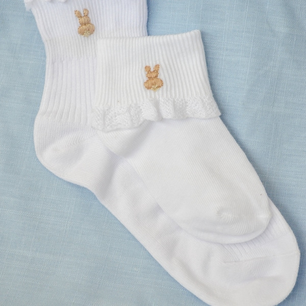 Embroidered socks for women and girls; Easter Bunny Rabbit socks; multiple sizes available