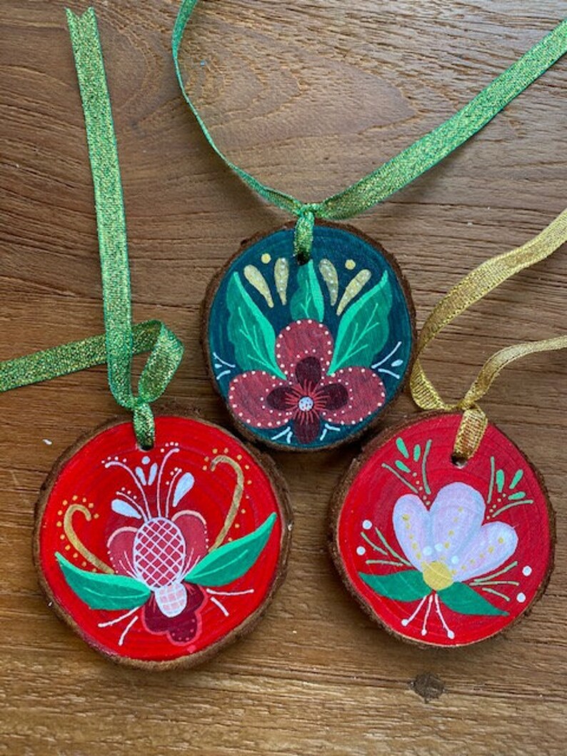 Rosemaling inspired Christmas Ornaments Etsy