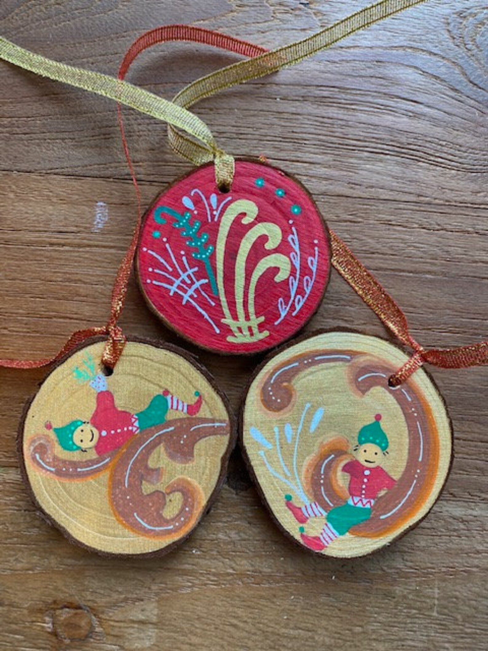 Rosemaling inspired Christmas Ornaments Etsy