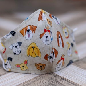 犬用キッズマスク、2層タイト織り100%コットン、洗える、再利用可能、幼児と未就学児サイズ、犬 - サンディ
