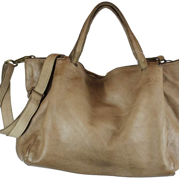 BZNA Bag Diana Taupe Schlamm Italy Designer Damen Handtasche Schultertasche Tasche Leder Shopper Neu