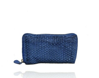 BZNA Berlin Naila Blue Wallet Portefeuille en cuir en cuir pochette sac à main