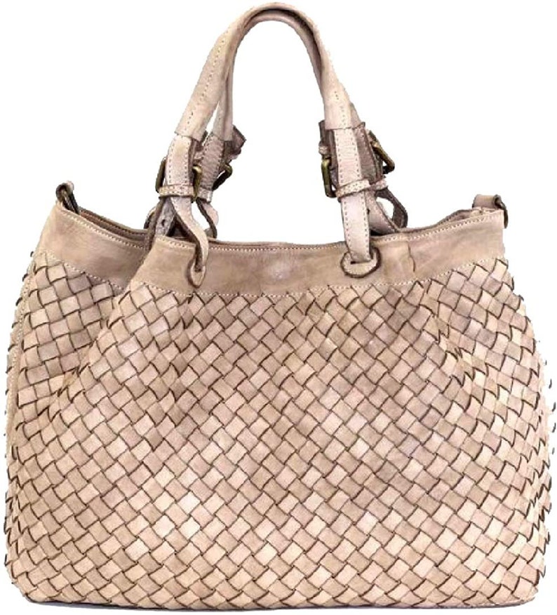 BZNA Bag Fina small beige Lederfarben Italy Designer Damen Handtasche Schultertasche Tasche Schafsleder Shopper Neu Bild 2