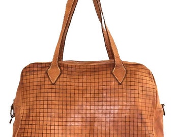 BZNA Bag Ines cognac Italy designer women's handbag shoulder bag leather shopper new