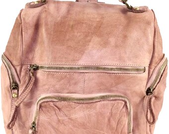 BZNA Bag Stella old pink backpacker designer backpack women's handbag shoulder bag leather nappa sheep Italy new